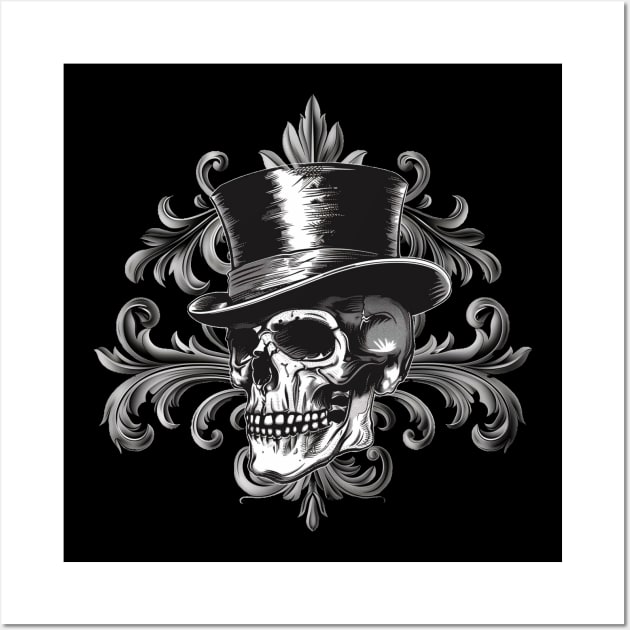 Top Hat Skull Wall Art by Hiraeth Tees